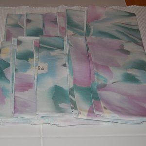 10 New Dinner Cloth Napkins Blue/Green/Purple 16 1/2" x 17"  NWOT